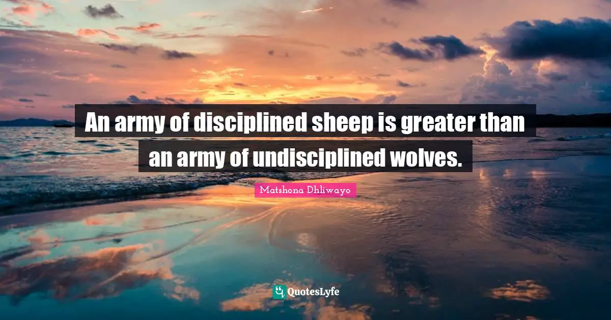 An army of disciplined sheep is greater than an army of undisciplined wolves.