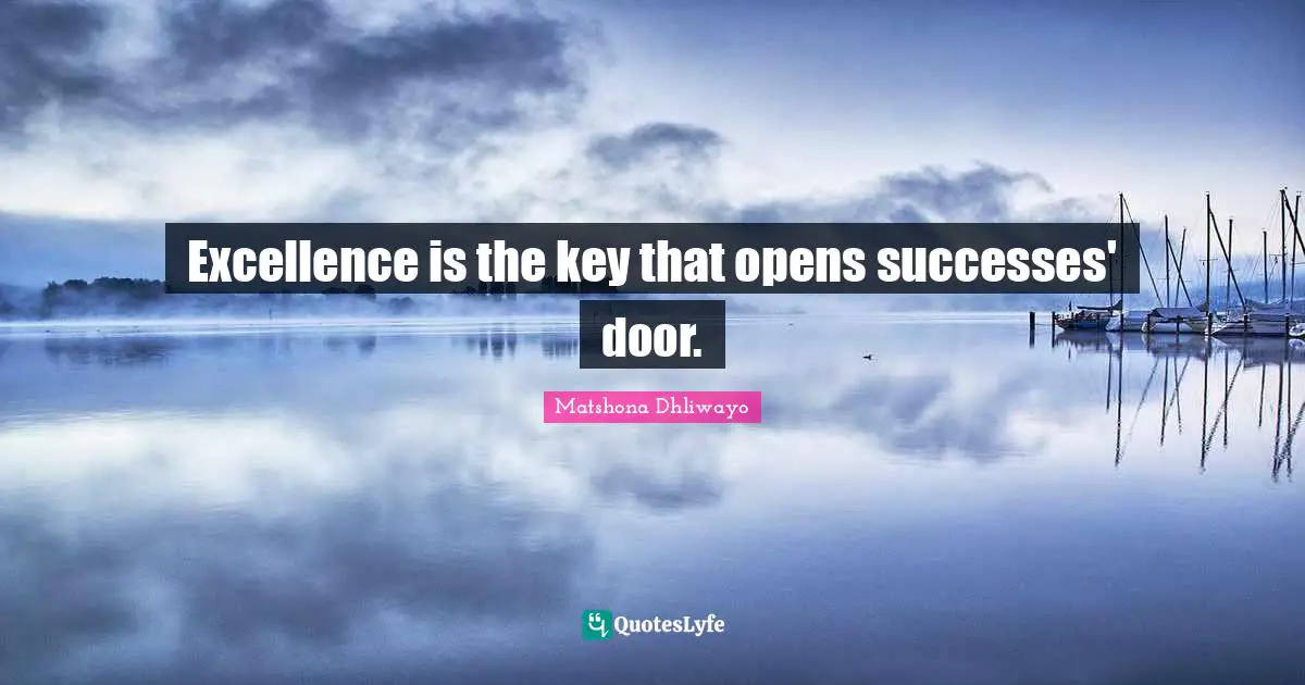 Excellence is the key that opens successes' door.
