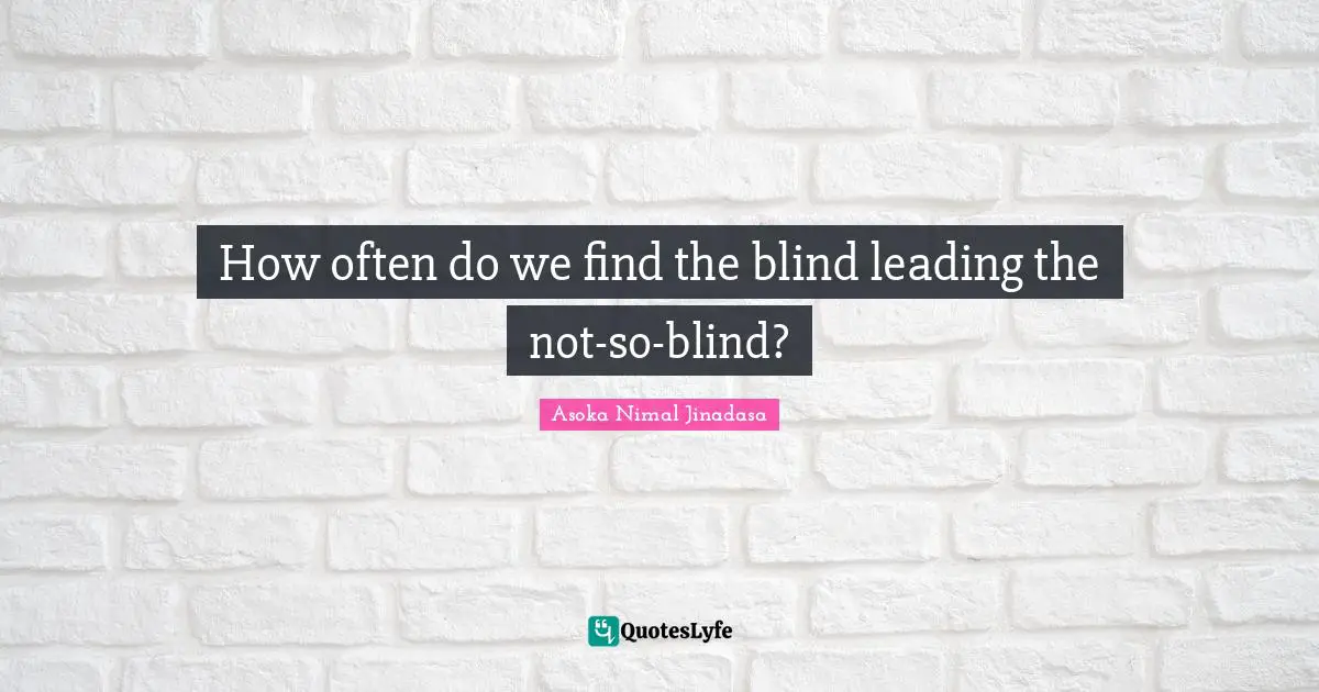 How often do we find the blind leading the not-so-blind?