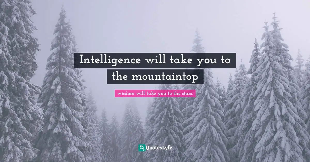 Intelligence will take you to the mountaintop