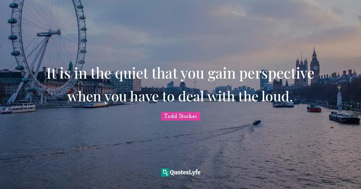 It is in the quiet that you gain perspective when you have to deal with the loud.