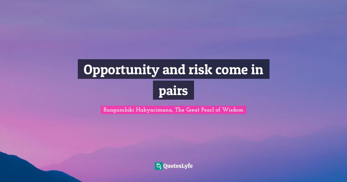 Opportunity and risk come in pairs
