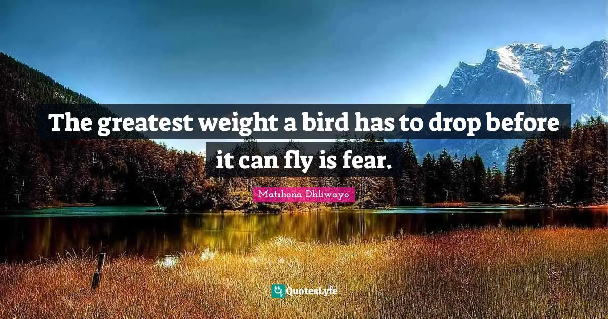 The greatest weight a bird has to drop before it can fly is fear.