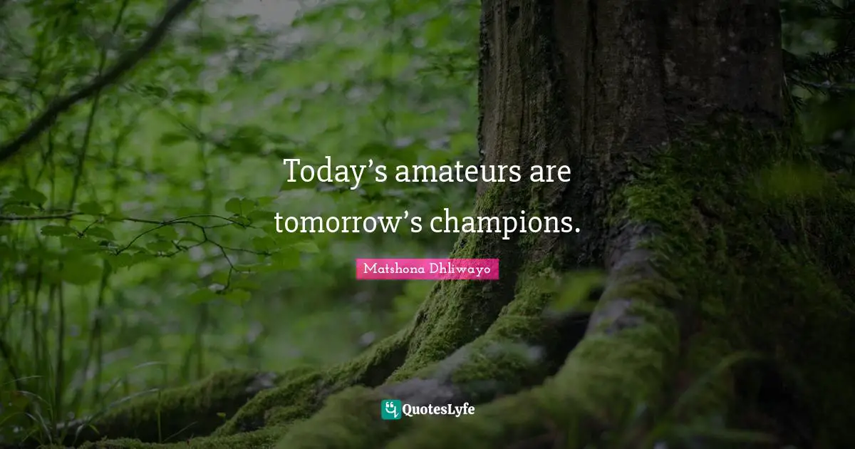 Today’s amateurs are tomorrow’s champions.
