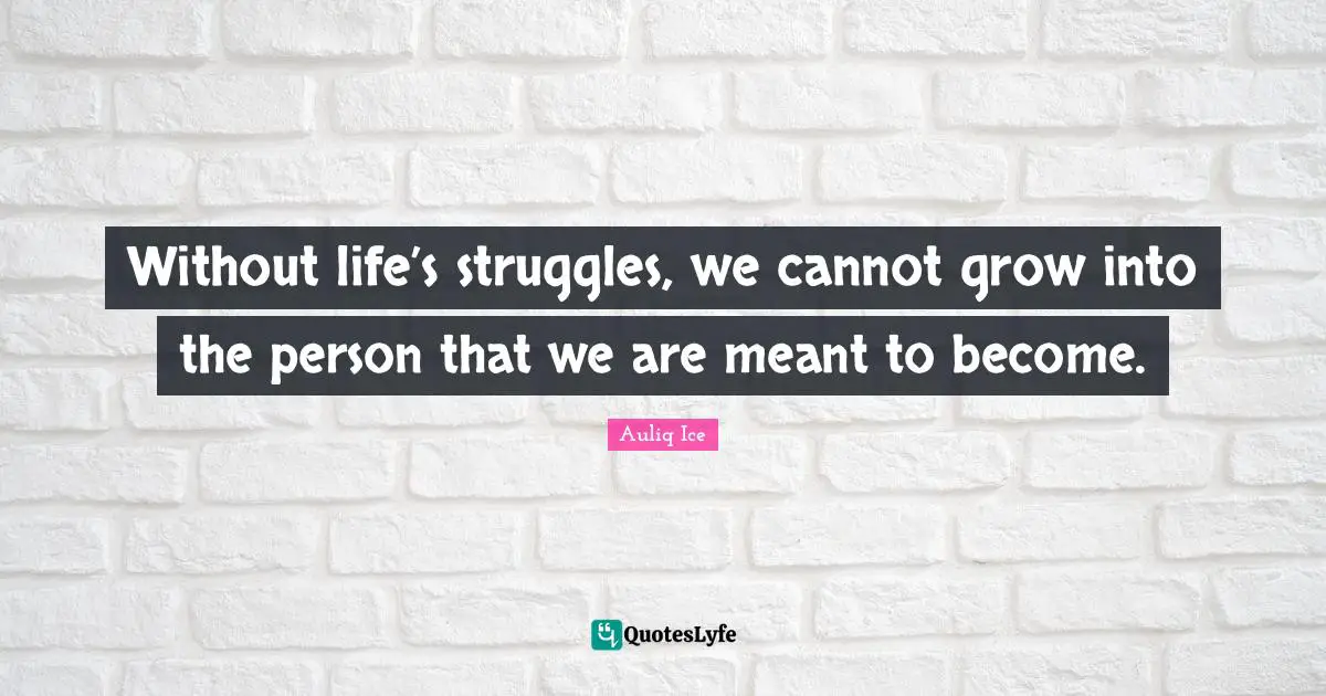 Life Struggles Quotes: "Without life’s struggles, we cannot grow into the person that we are meant to become."