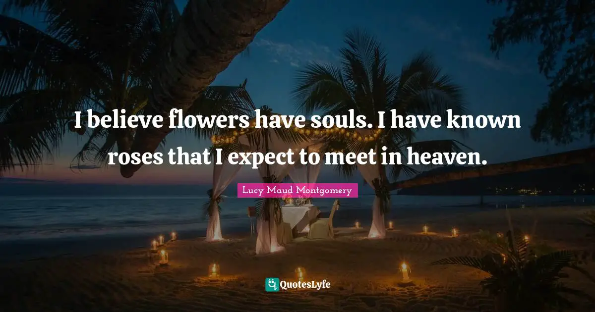 I believe flowers have souls. I have known roses that I expect to meet in heaven.