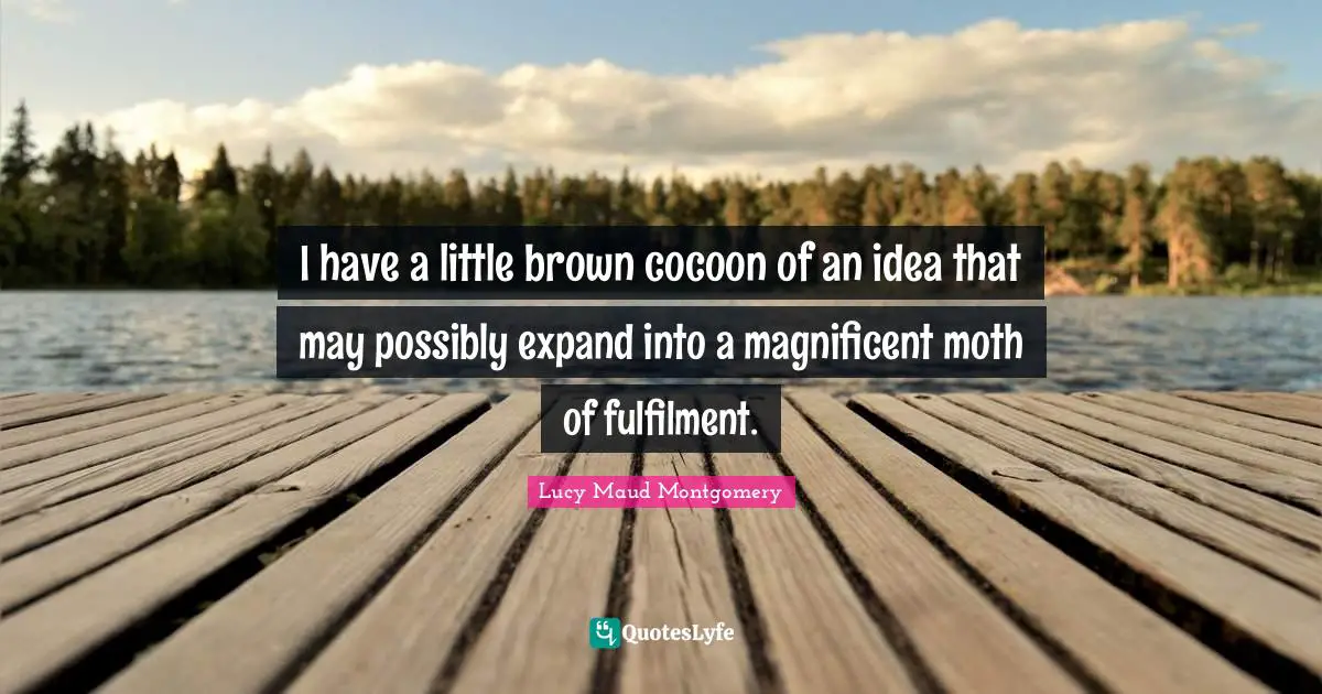 I have a little brown cocoon of an idea that may possibly expand into a magnificent moth of fulfilment.