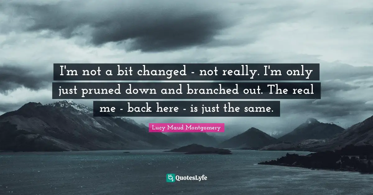 I'm not a bit changed - not really. I'm only just pruned down and branched out. The real me - back here - is just the same.