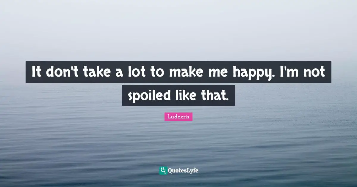 Ludacris Quotes: "It don't take a lot to make me happy. I'm not spoiled like that."