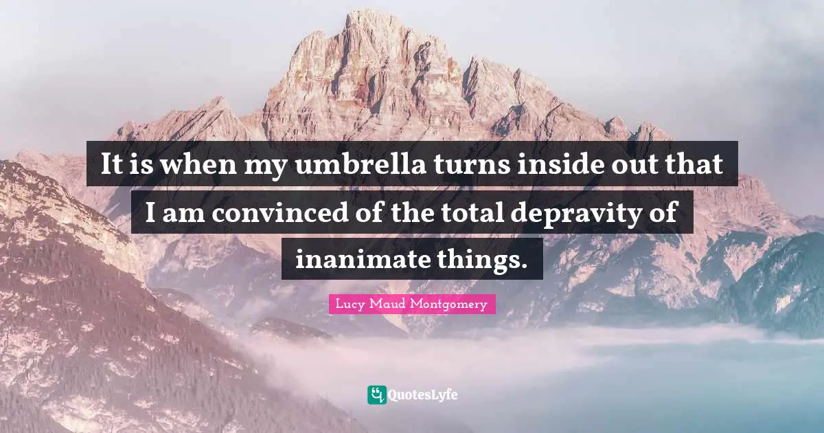 It is when my umbrella turns inside out that I am convinced of the total depravity of inanimate things.