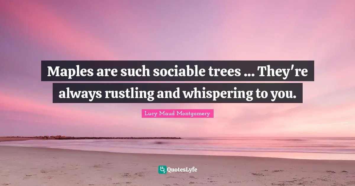Sociable Quotes: "Maples are such sociable trees ... They're always rustling and whispering to you."