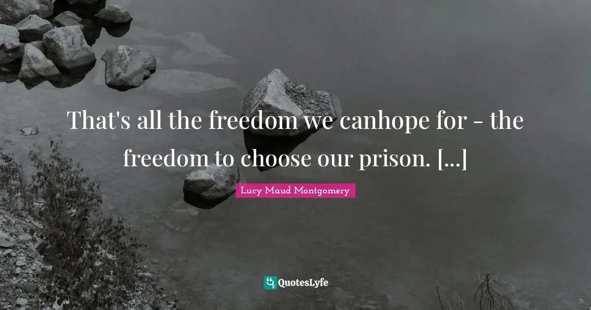 That's all the freedom we canhope for - the freedom to choose our prison. [...]