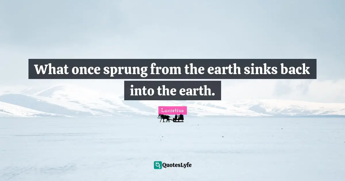 What once sprung from the earth sinks back into the earth.