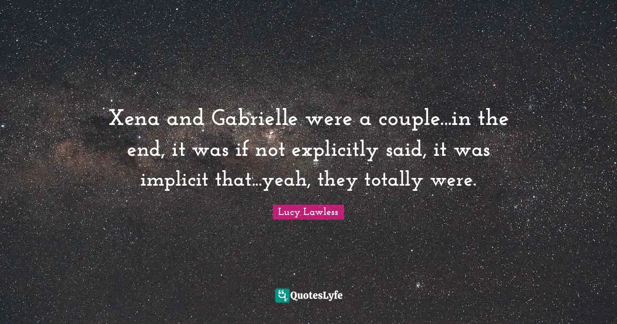 Xena and Gabrielle were a couple...in the end, it was if not explicitly said, it was implicit that...yeah, they totally were.
