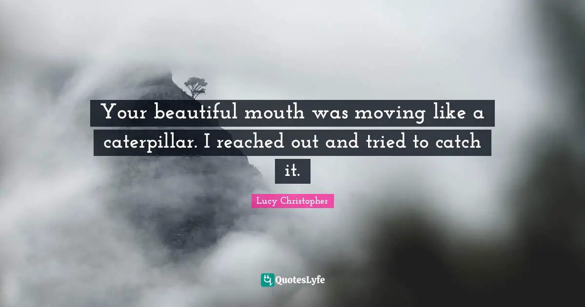 Your beautiful mouth was moving like a caterpillar. I reached out and tried to catch it.
