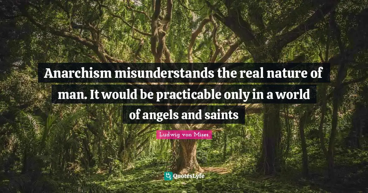 Nature Of Man Quotes: "Anarchism misunderstands the real nature of man. It would be practicable only in a world of angels and saints"