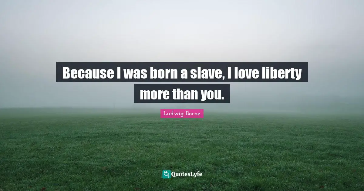Because I was born a slave, I love liberty more than you.