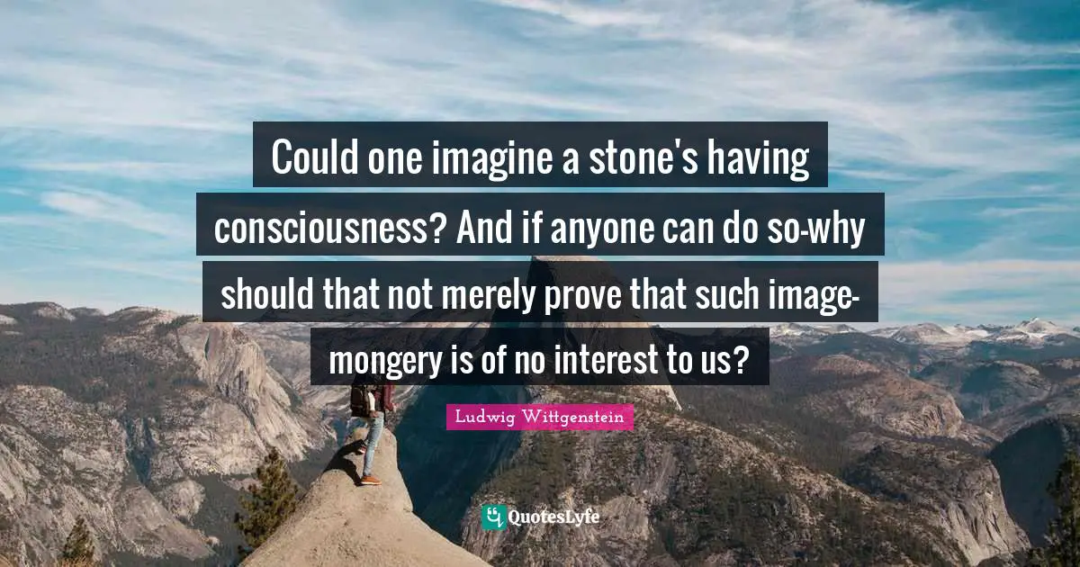 Could one imagine a stone's having consciousness? And if anyone can do so-why should that not merely prove that such image-mongery is of no interest to us?