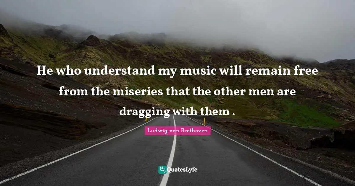 He who understand my music will remain free from the miseries that the other men are dragging with them .