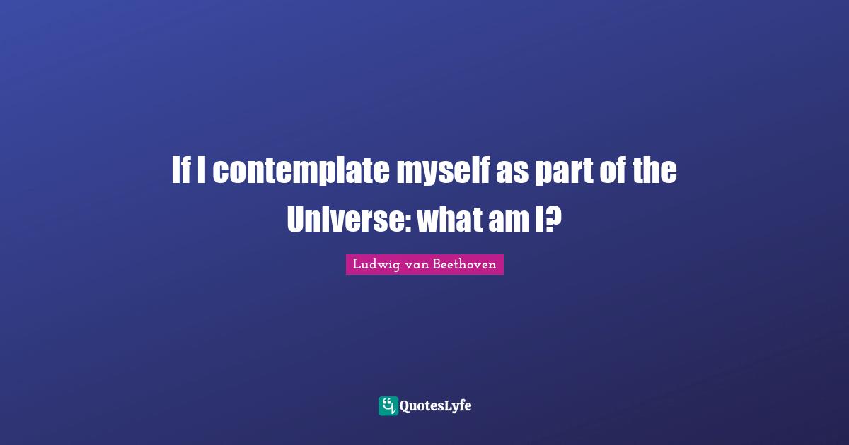 Ludwig Van Beethoven Quotes: "If I contemplate myself as part of the Universe: what am I?"