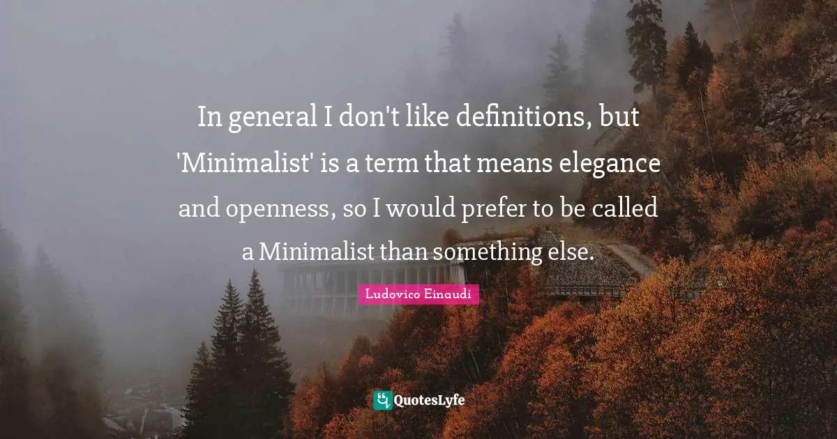 In general I don't like definitions, but 'Minimalist' is a term that means elegance and openness, so I would prefer to be called a Minimalist than something else.