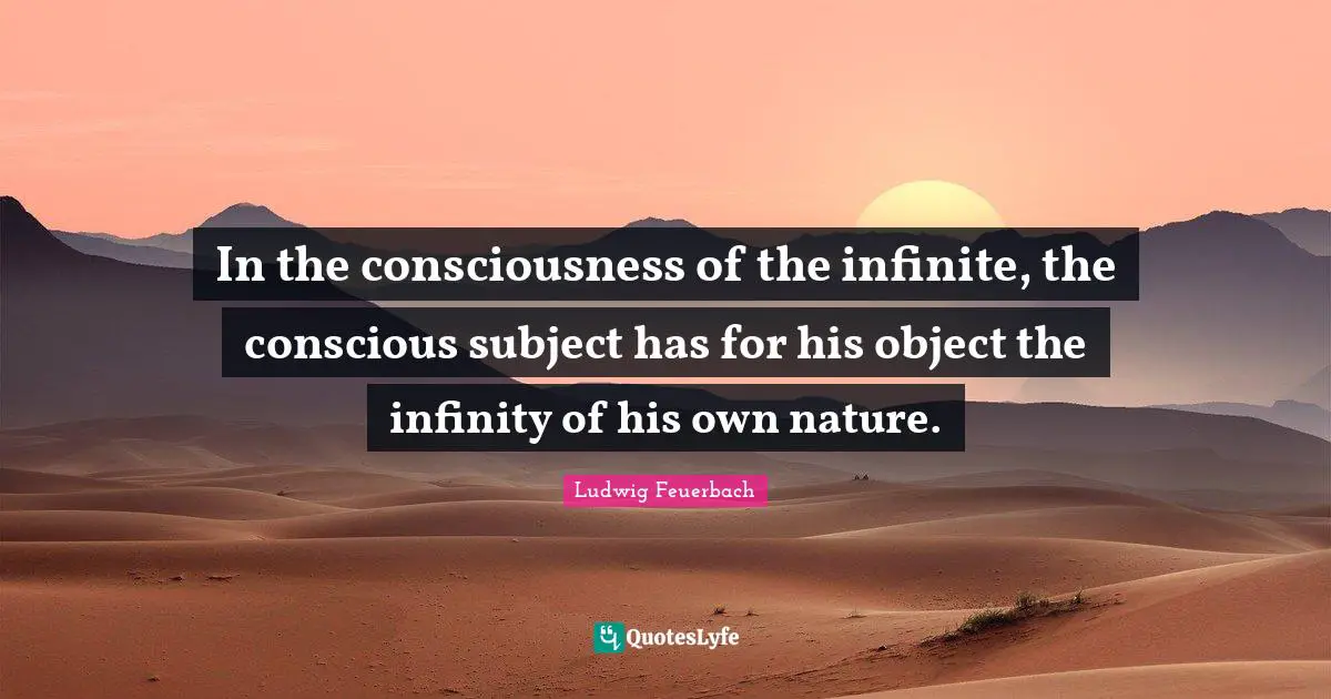In the consciousness of the infinite, the conscious subject has for his object the infinity of his own nature.