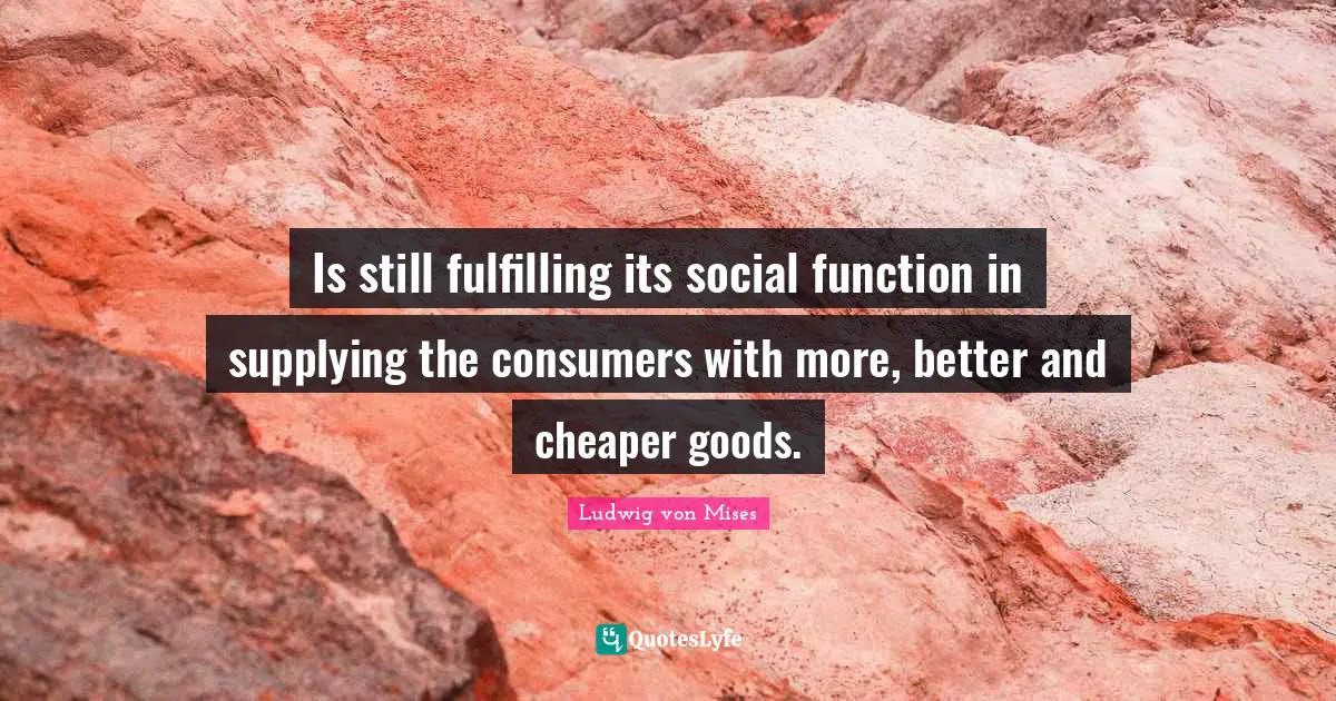 Is still fulfilling its social function in supplying the consumers with more, better and cheaper goods.
