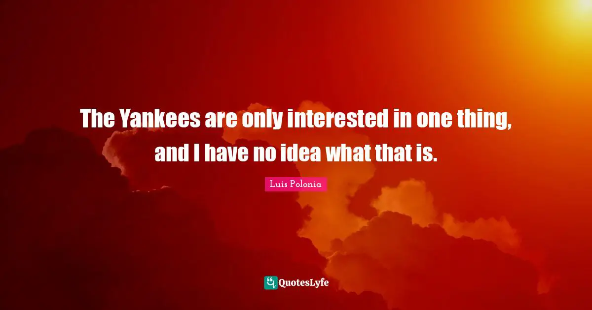 The Yankees are only interested in one thing, and I have no idea what that is.