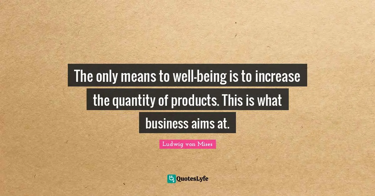 The only means to well-being is to increase the quantity of products. This is what business aims at.