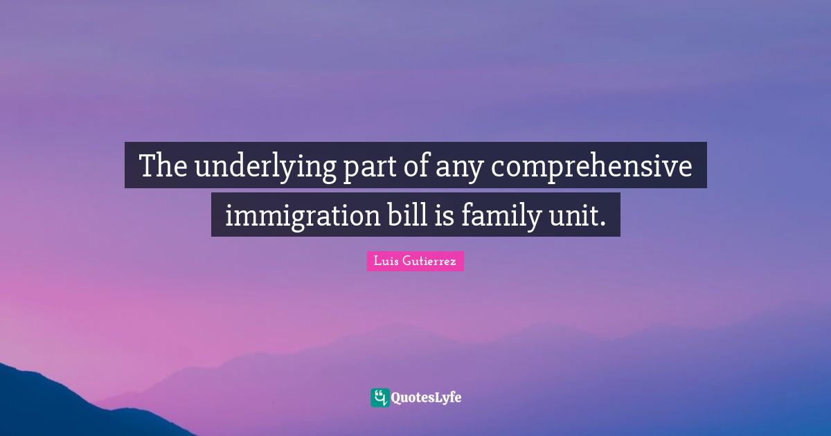 The underlying part of any comprehensive immigration bill is family unit.