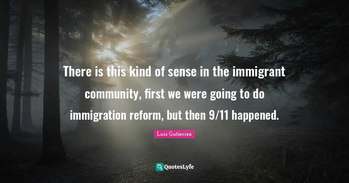 There is this kind of sense in the immigrant community, first we were going to do immigration reform, but then 9/11 happened.