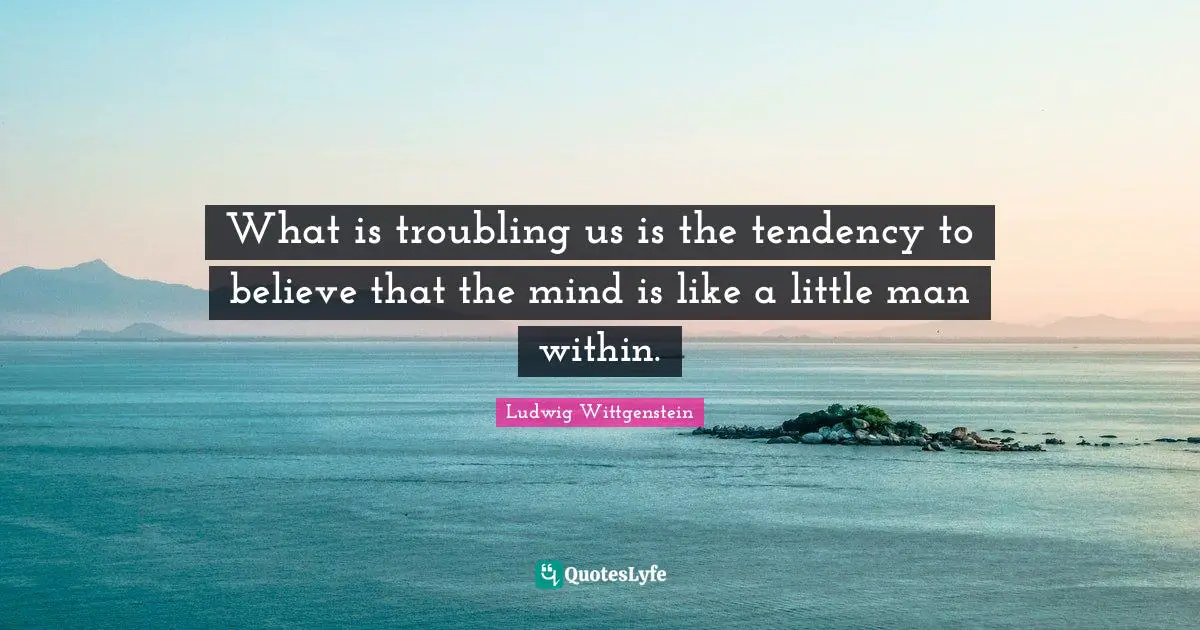 What is troubling us is the tendency to believe that the mind is like a little man within.