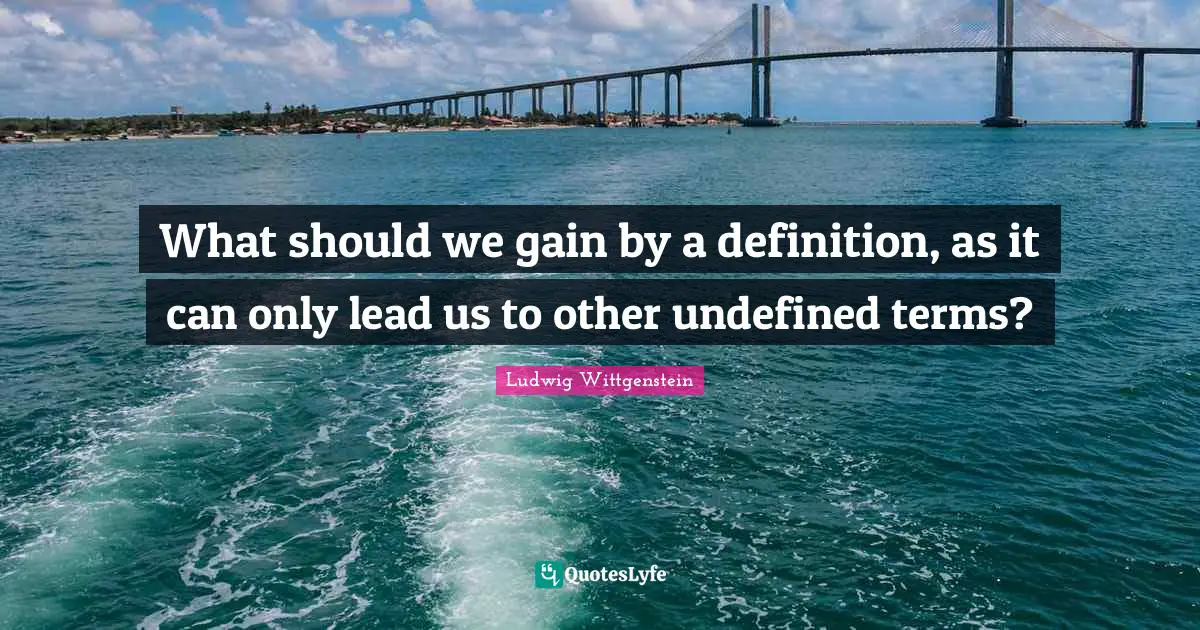 What should we gain by a definition, as it can only lead us to other undefined terms?