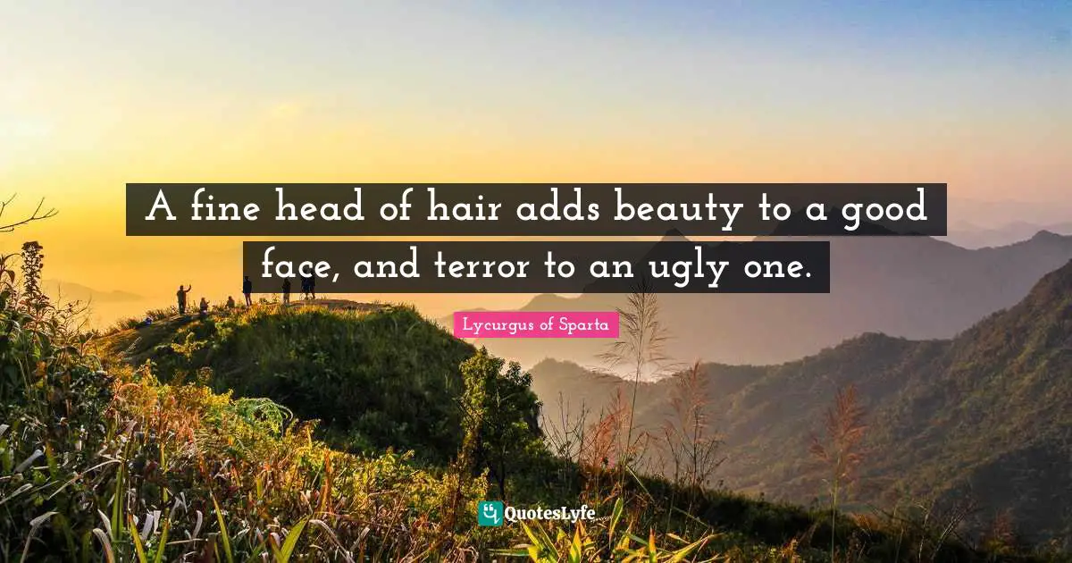 A fine head of hair adds beauty to a good face, and terror to an ugly one.
