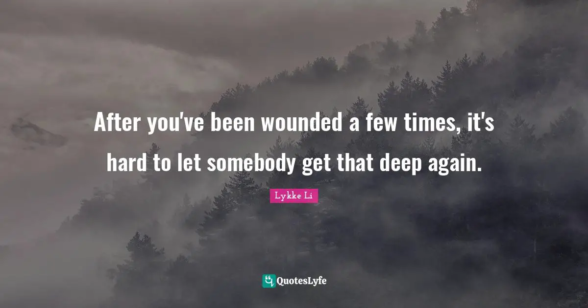 After you've been wounded a few times, it's hard to let somebody get that deep again.