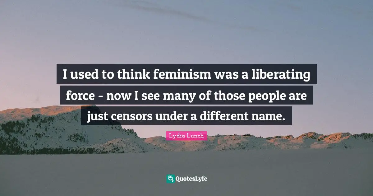I used to think feminism was a liberating force - now I see many of those people are just censors under a different name.