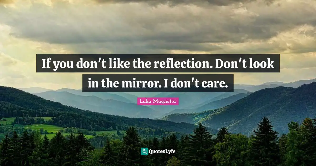 If you don't like the reflection. Don't look in the mirror. I don't ca ...
