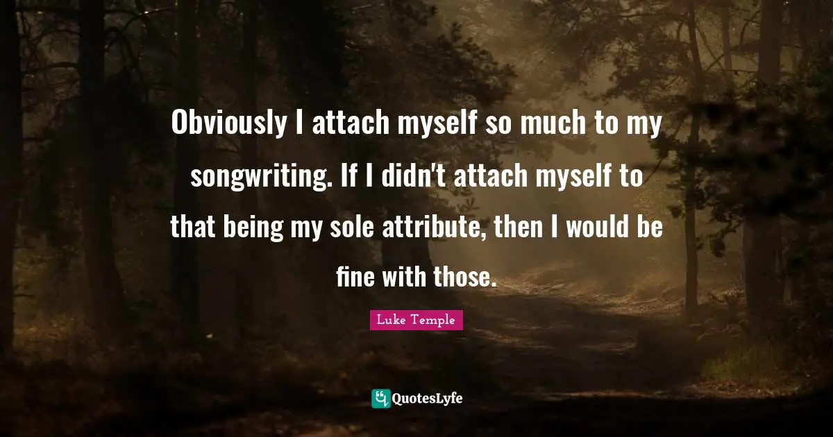 Obviously I attach myself so much to my songwriting. If I didn't attach myself to that being my sole attribute, then I would be fine with those.