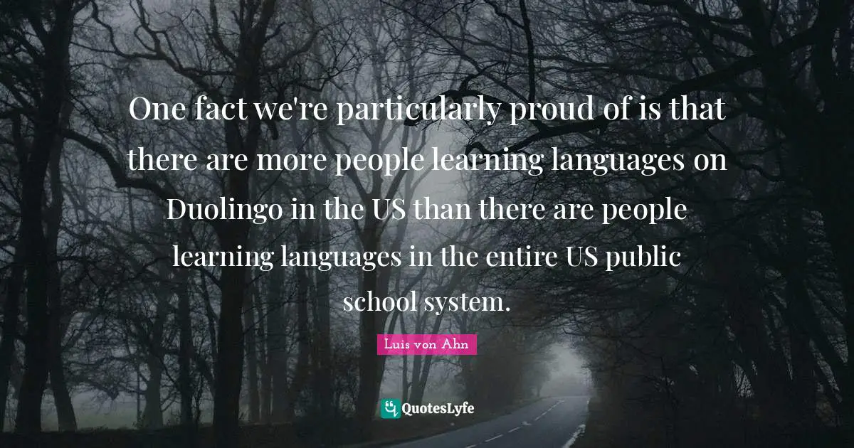 One fact we're particularly proud of is that there are more people learning languages on Duolingo in the US than there are people learning languages in the entire US public school system.
