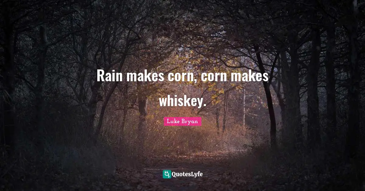 Luke Bryan Quotes: "Rain makes corn, corn makes whiskey."