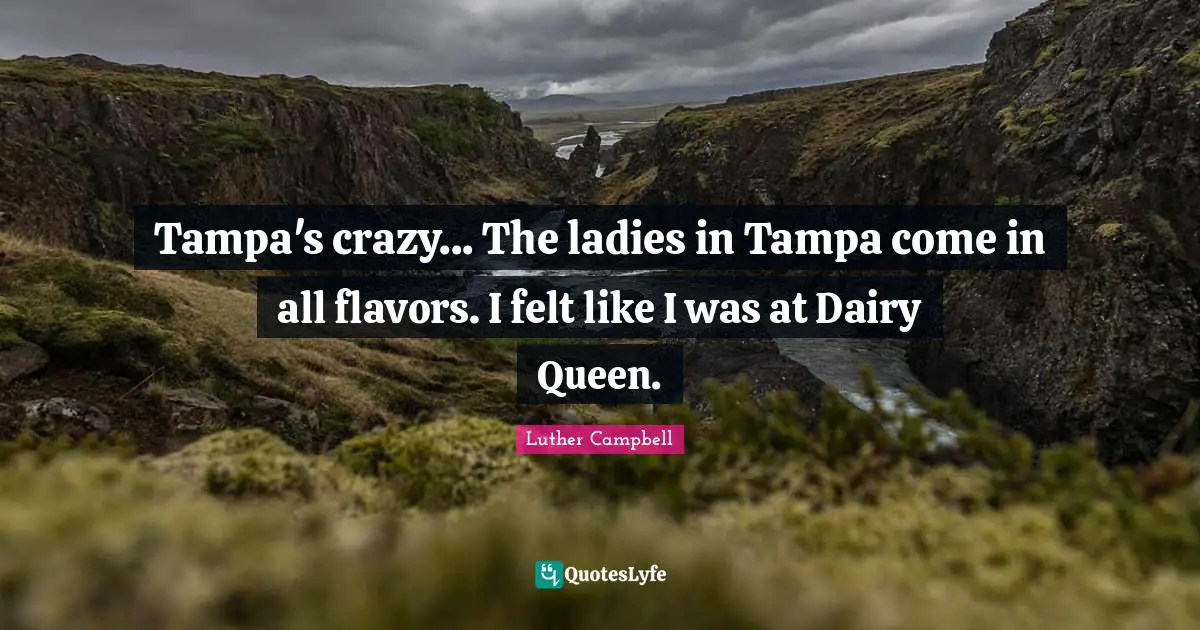 Flavor Quotes: "Tampa's crazy... The ladies in Tampa come in all flavors. I felt like I was at Dairy Queen."