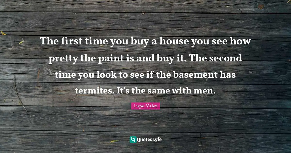 The first time you buy a house you see how pretty the paint is and buy it. The second time you look to see if the basement has termites. It's the same with men.