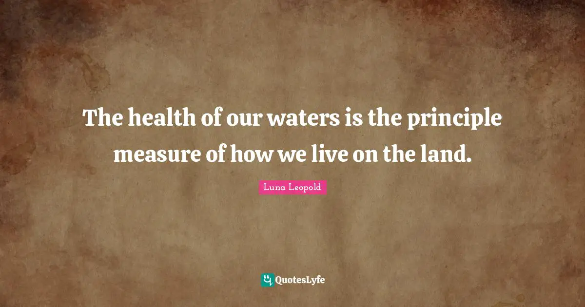 Environmental Quotes: "The health of our waters is the principle measure of how we live on the land."