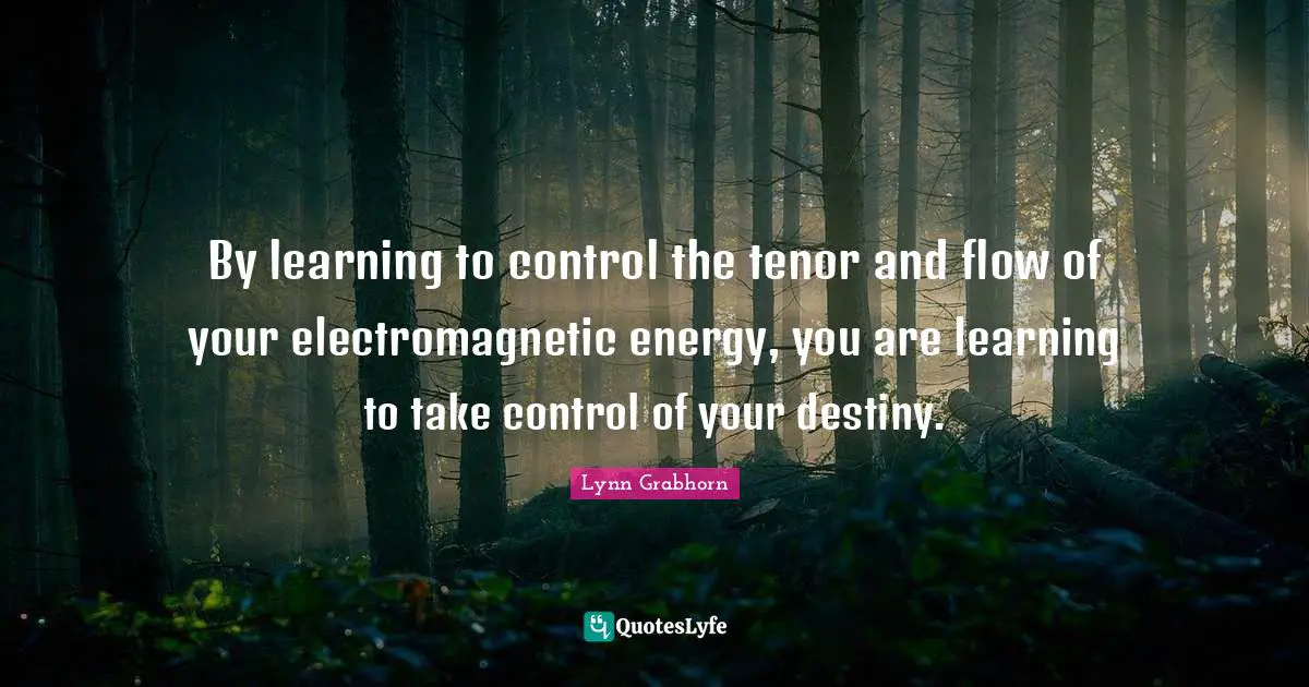 Take Control Quotes: "By learning to control the tenor and flow of your electromagnetic energy, you are learning to take control of your destiny."