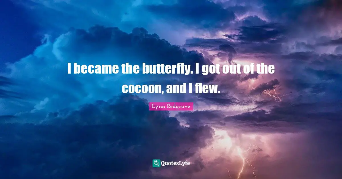 I became the butterfly. I got out of the cocoon, and I flew.