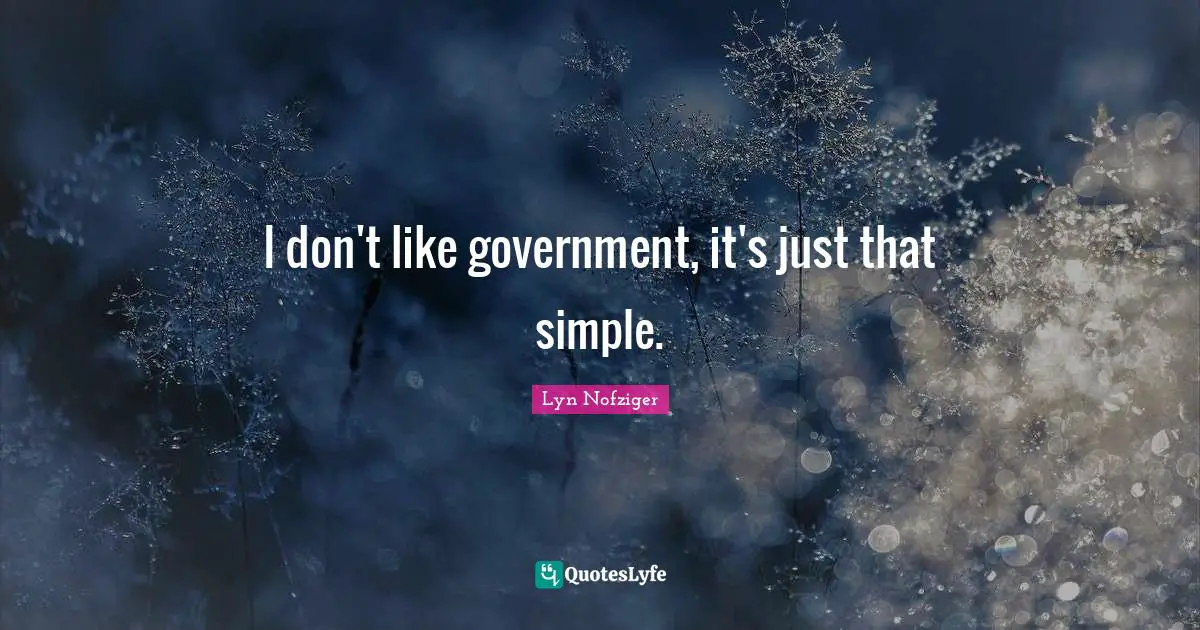 I don't like government, it's just that simple.
