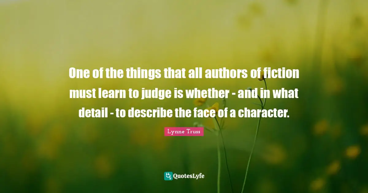 One of the things that all authors of fiction must learn to judge is whether - and in what detail - to describe the face of a character.