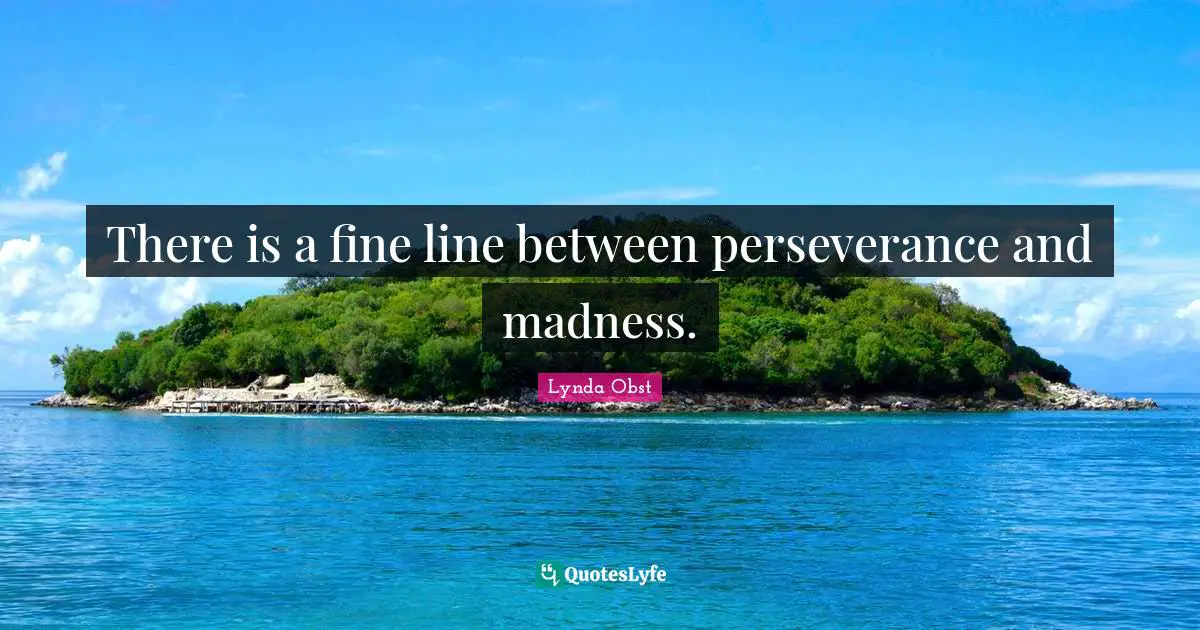 There is a fine line between perseverance and madness.