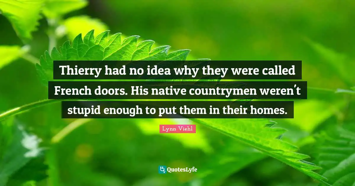 Thierry had no idea why they were called French doors. His native countrymen weren't stupid enough to put them in their homes.