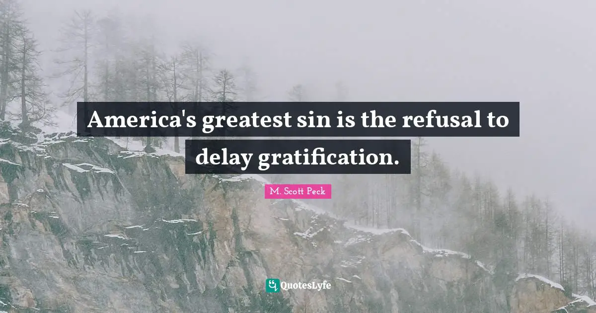 America's greatest sin is the refusal to delay gratification.